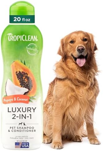TropiClean 2-in-1 Dog Shampoo and Conditioner, Moisturizing Dog D...