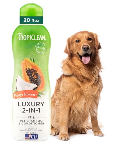 TropiClean 2-in-1 Dog Shampoo and Conditioner, Moisturizing Dog Detangler, Puppy Safe, Made in the...