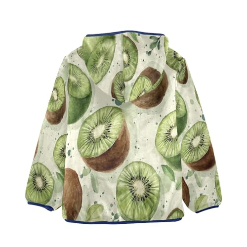 Kiwi Fruit Pattern Prints Toddler Fleece Jacket Girl Boys Hooded Fleece Jacket Coat Warm Outwear Zip-up 3-10T2