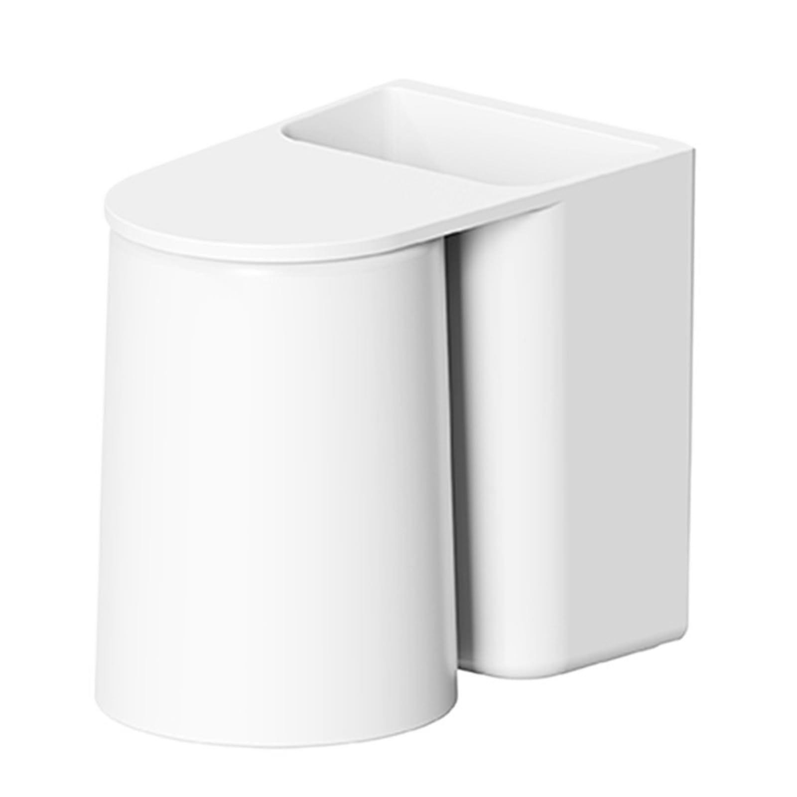 1Pcs Toothbrushing Cup No Punching Wall-mounted Couple Home Rack Tooth Cylinder Set Upside Down Mouthwash For Bathroom, Washroom(White)