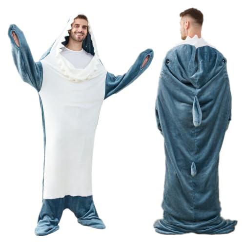 SunBritly Shark Blanket Sleeping Bag Onesie Cosplay Costume Shark Gifts (M for 51-61 Inch Height)