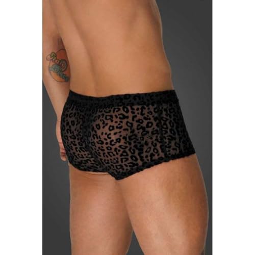 Noir Leopard Flock Shorts Sheer Black - 3
