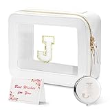 Amgknop Birthday Gifts for Women,Personalized Initial Makeup Bag for Women Teenage Girls,Initial Gift for Teenage Mother,Chenille Letter Makeup Bag-J