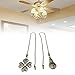 2x fan Extension Pull Chain Fan Pull Chain Metal Beaded Bulb Cord Chain 18 inch fan Pull Chain Set for Replacement, Brown
