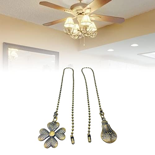 Image of Fan Pull Chain Extension Set, 2 Pack 18 Inch Metal Beaded Pull Chains with Connector for Ceiling Fan and Lamp Switch Replacement, Brown
