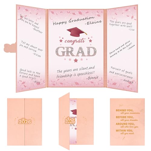 Image of Vlipoeasn 2026 Graduation Guest Book Alternative, Rose Gold Class of 2026 Graduation Party Decorations, Graduation Signature Book for 2026 College High School, Unique Graduation Gifts for Friends