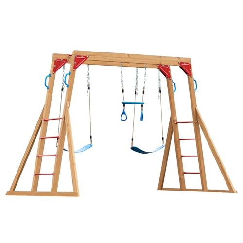 Dolphin Playground Wooden Swing Sets for Backyard with...