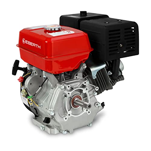 EBERTH 13 PS 9,56 kW Benzinmotor mit 25,4 mm Ø Welle mit AG, Standmotor Kartmotor Antriebsmotor mit Ölmangelsicherung, 4-Takt, 1 Zylinder Benzin Motor, 389 ccm Hubraum, luftgekühlt, Seilzugstart