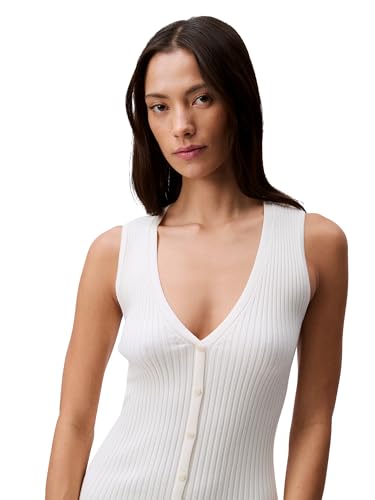 Calvin Klein Women's Cotton Rib V-Neck Polo Dress Antique White - image 4