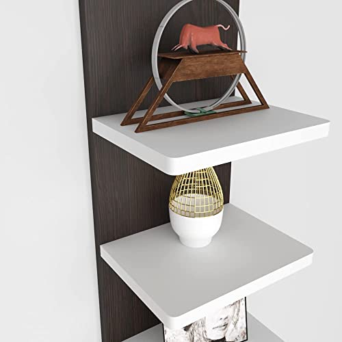 Image of ESTANTERIA Tv Unit Wall Mounted Engineered Wood TV Unit, TV Cabinet for Wall, TV Stand for Wall, TV Stand Unit Wall Shelf for Living Room, Set Top Box Wall Display Rack Stand(Wenge /White)(25x11x4Cm)
