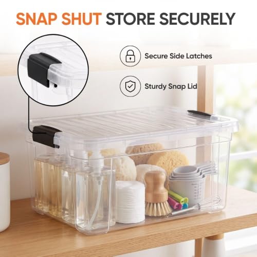 Image of Superio 11 Quart Clear Plastic Storage Boxes with Lids, Stackable Organizer Containers, BPA-Free Storage Bins for Home, Office, School & Dorm, 3 Pack