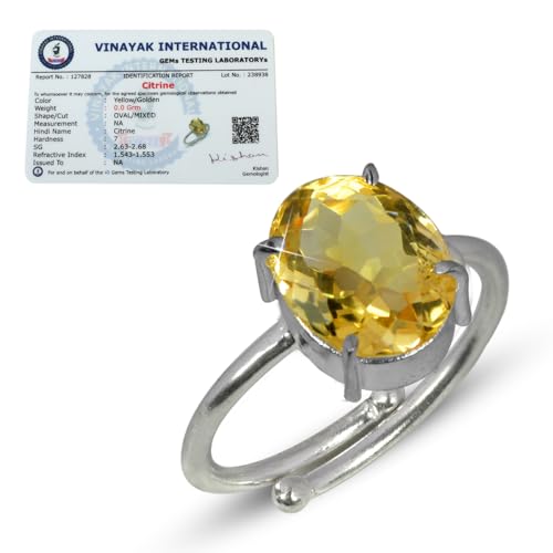 Image of Reiki Crystal Products Natural Certified Original AAA Citrine Ring Genuine Adjustable Gemstone Ring for Women Girls