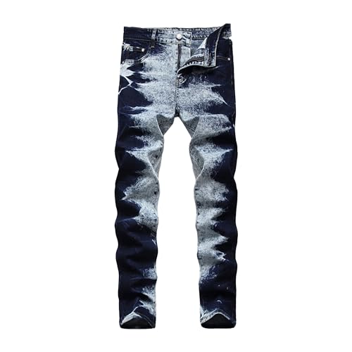 Men's Tie Dyed Casual Jeans Hip Hop Skinny Denim Pants Casual Tie-Dye Men Jean Pants
