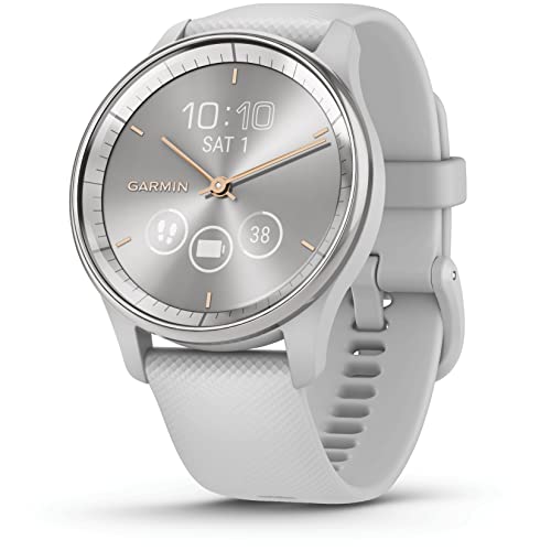 Garmin Vivomove Trend, Elegante Smartwatch Híbrido de 40 mm con Sofisticado Aspecto Analógico, Bisel de Acero Inoxidable y Funciones Inteligentes, Plata Gris (Reacondicionado)