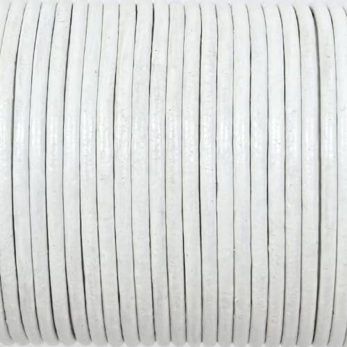 GENIQUE Real/Genuine Round Leather String Cord for Necklace Bracelets, Jewellery, Braiding (1.5mm, White) - Image 3