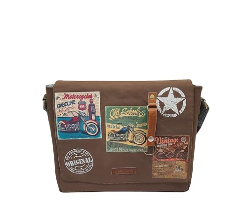 Image of The House of tara Cotton Canvas Messenger Bag for Men and Women | Printed Crossbody Sling Bag With Laptop Compartment (Upto 15.6 Inch), Broad Adjustable Straps & Waterproof Inner Lining (Khaki Grey)