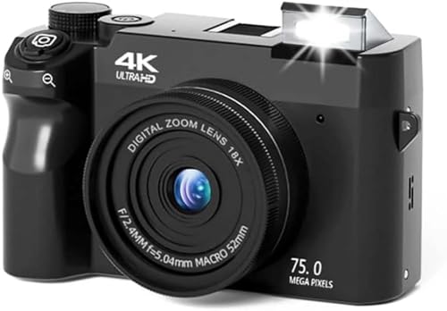 Lista de camaras compactas digitales mas vendidos 8 Zoomix Digital Camera, Cámara Digital 4K De 75 MP, Cámara Compacta con Zoom Digital De 18X, Pantalla LCD De 3 Pulgadas Y Cámaras Duales...