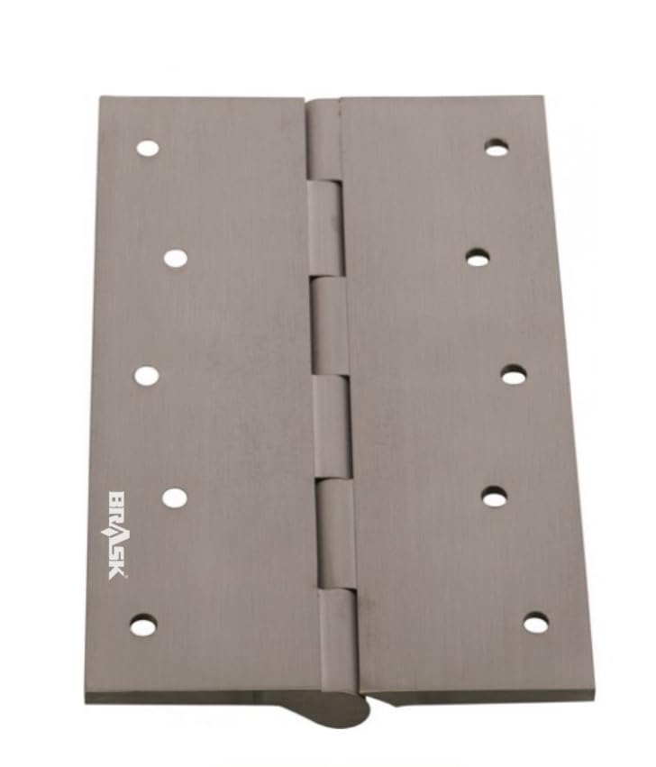 Image of BRASK Brass Railway Hinges 6 inch x 1.1 /2 inch x 3 /16 (150 mm x 38 mm x 5 mm) Heavy Duty Brass Door Hinges (Silver Satin, 3)