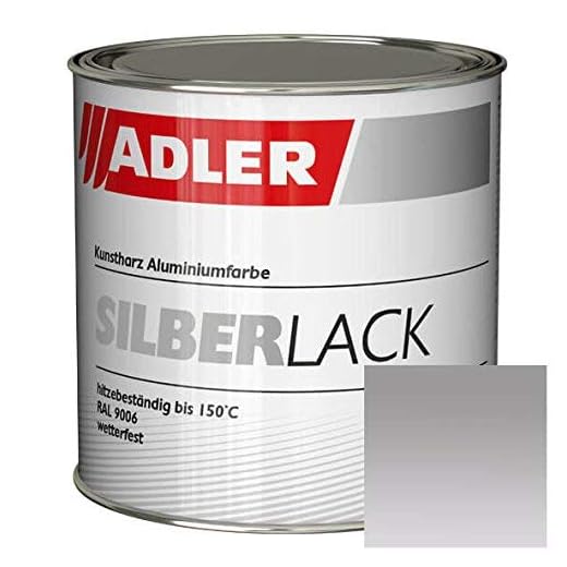 ADLER Silberlack für Holz & Metall - 750 ml - Innen & Außen - Seidenglänzender Silber Effekt - Umweltfreundlich, Wetterfest & Hitzebeständig mit starkem Rostschutz