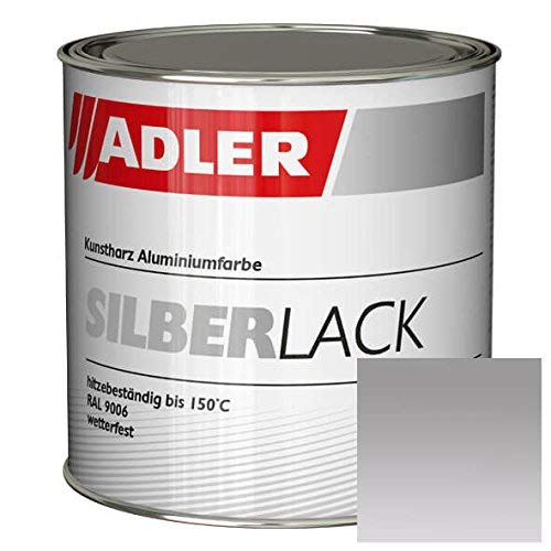 ADLER Silberlack für Holz & Metall - 750 ml - Innen & Außen - Seidenglänzender Silber Effekt - Umweltfreundlich, Wetterfest & Hitzebeständig mit starkem Rostschutz