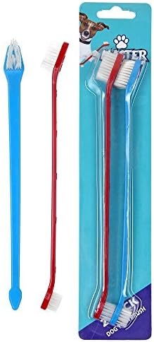 Duke's Pet Products Two-piece Dog Toothbrush Set: Double Sided Canine Dental Hygiene Brushes with Long 8 1/2 Inch Handles and Super Soft Bristles
