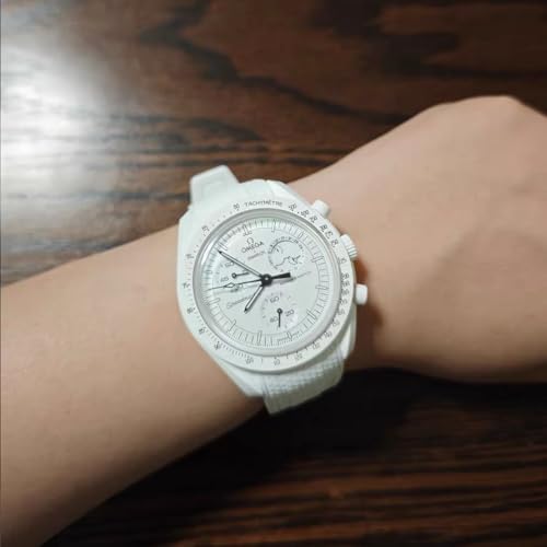 Image of Silicone Rubber Bands for Omega X Swatch Moonswatch Watch Strap 20mm Curved End Weave Style Premium Silicone Rubber Replacement Strap Women Men,for Omega Swatch Moonswatch Speedmaster