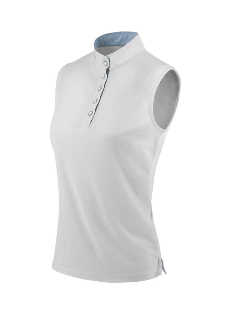 Ekkia EQUITHÈME Damen Turniershirt Mesh-Poloshirt ärmellos White, Größe:L