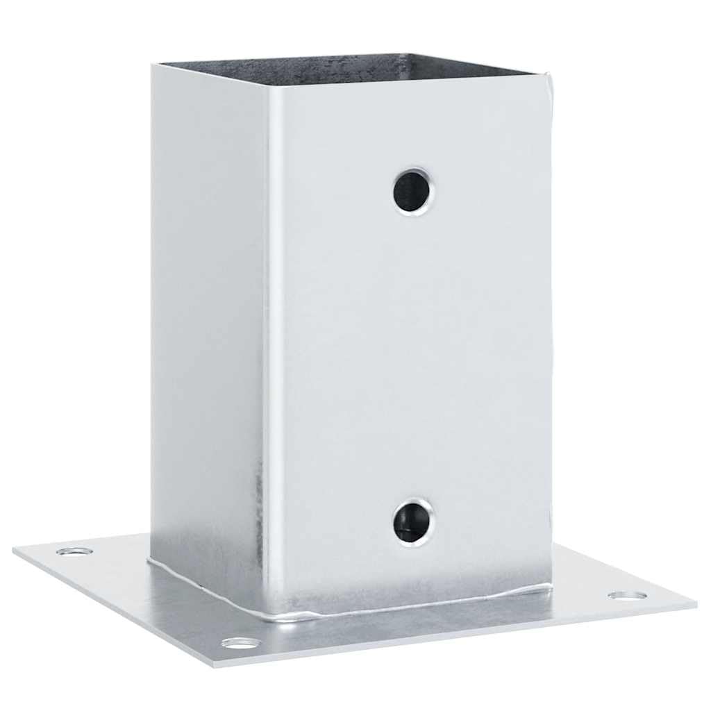 vidaXL Post Bases Square 12 pcs Silver 81x81 mm Galvanised Steel, Concrete Fence Base, Fence Post Base, Metal Post Holder, Deck Post Base