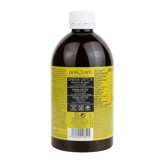 PostQuam - Drena Detox Control de Peso 475 ml - Fórmula Depurativa con Extractos Naturales - Eliminación de Toxinas y Retención de Líquidos - Con Té Verde y Alcachofa