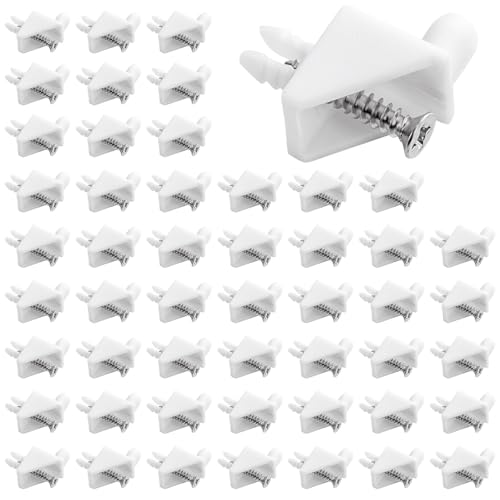 REJOECE 50 Stück Bodenträger,5mm Regalbodenträger #101558 passend als Ersatzteil für Regalbodenträger, Bodenhalter Weiß, Einlegeboden Halter für die Reparatur von Schränken,Einlegeböden Kleiderschrank