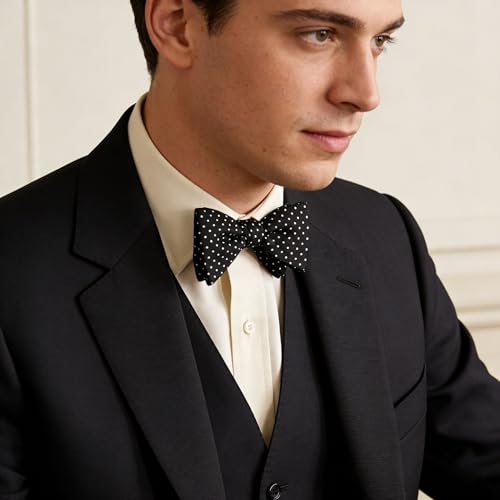 Image of 100% Silk Mens Bowtie Self Tie Bow Tie Bowtie Tuxedo Wedding Solid Color Formal Bow Ties for Man Many Colors