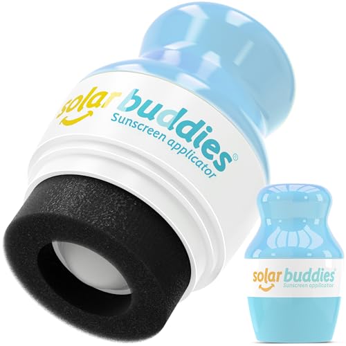 Image of Solar Buddies Sunscreen Applicator - Single Full Blue - Refillable Roll on Sponge Sunscreen, Suncream & Lotion Applicator For Kids, Adults & Families - Holds 3.4fl oz, Perfect Size for Travel
