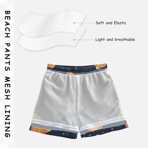 Pigsaly Boys' Swim Board Shorts Capybara Space Moon Boy's Swim Trunks Kids Swimwear 2T Multicolor4