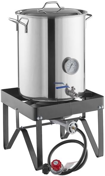 Brewing Kit with Square Single Burner Outdoor Patio Stove 10 Gallon Stainless Steel