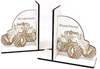 Tractor Bookends Set with Name of Choice 22 x 17 cm