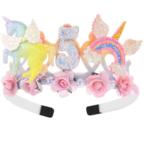 Sparkling Unicorn Birthday Headband with Glitter Unicorn Rainbow ...