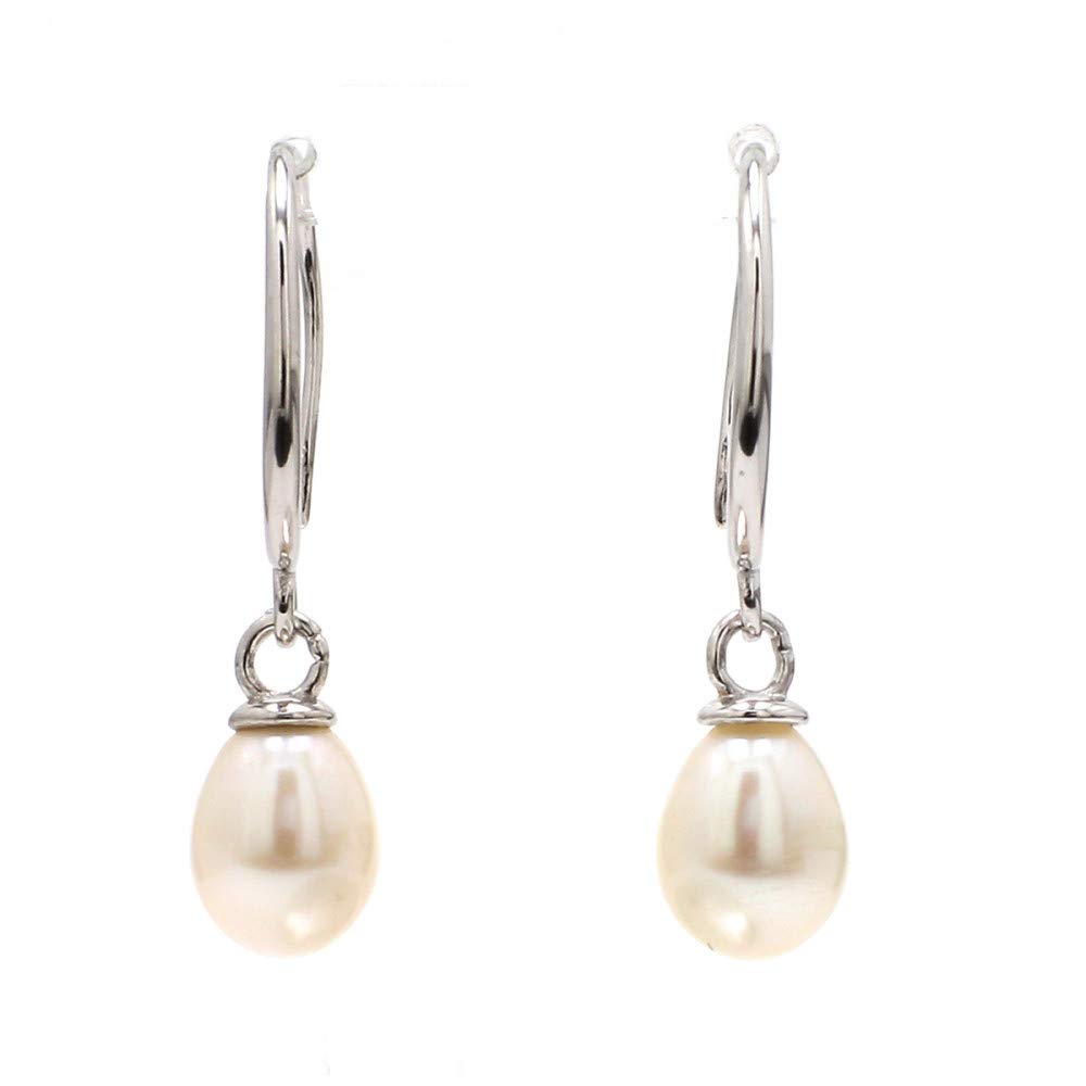 Ornate Jewels 925 Silver Real Freshwater Pearl Hook Drop Earrings for Women and Girls | With Certificate of Authenticity & 925 Stamp | Life-time Warranty*