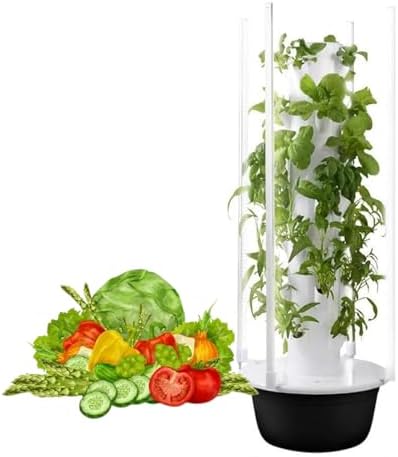 Vertical Hydroponic Growing Tower with Pump & LED, Perfect for Strawberries, Herbs & Indoor Plants - Space-Saving Indoor Garden System