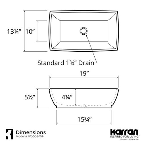Karran Vc-502-Wh Valera 19" Vitreous China Vessel Bathroom Sink In White #TOP3
