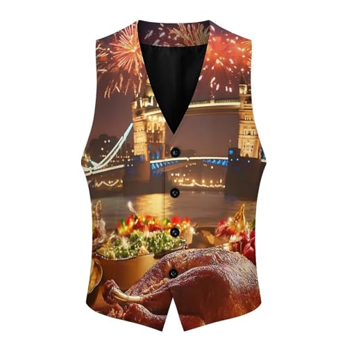 Thanks Giving In Tower Bridge Londo Trendy Vest Suit for Men V Neck Formal Dress Waistcoat Vests Business Slim Fit3