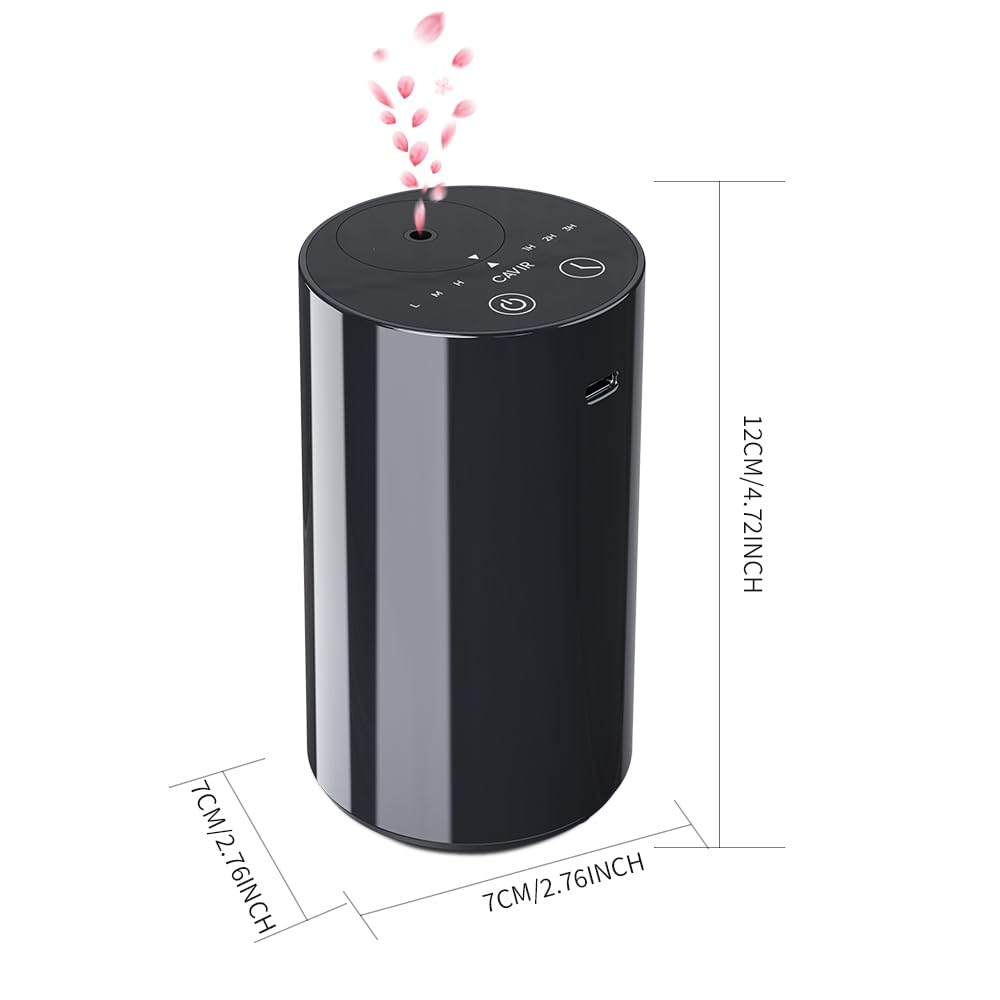 Cavir Wasserloser Diffuser, Tragbarer Aroma Diffuser kabellos mit 3 Countdown-Timer 3 Nebel Ebene, USB Wiederaufladbarer Aroma Diffusor für Haus, Zimmer, Auto, Büro & Reise