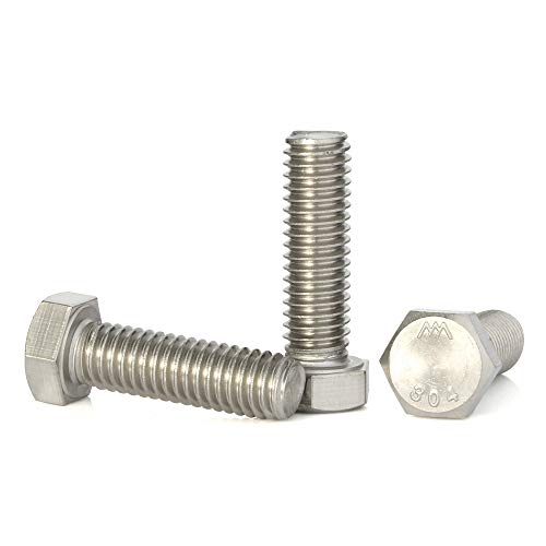 Image of Mellewell M10-1.5 x 150mm Hex Head Screw Bolts, Fully Threaded, Stainless Steel 18-8, Plain Finish, Quantity 4