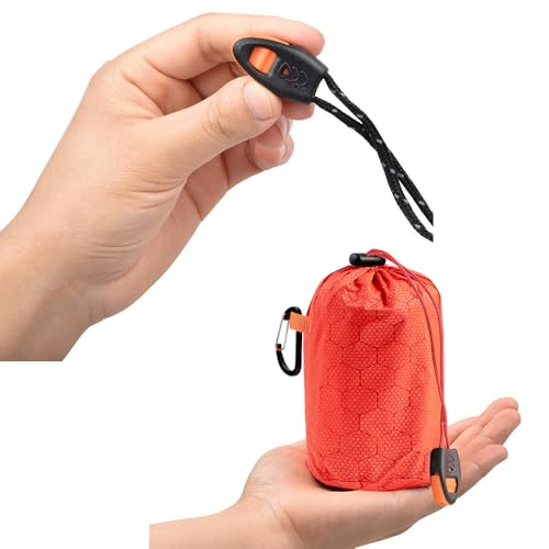 Bolsa de Almacenamiento para Bolsas de Dormir de Emergencia con Cordón, Clip Mosquetón y Organizador para Bolsas Bivvy Térmicas de Mylar para Supervivencia y Camping miniatura 4