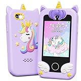 KOKODI Kids Smart Phone Toys, Birthday Gifts Unicorn Toddler Play Phone for Girls 3-10, Touchscreen HD Cell Phone for Kids, Travel Toy Preschool Learning Toy for Kids with 8GB SD Card (Purple)