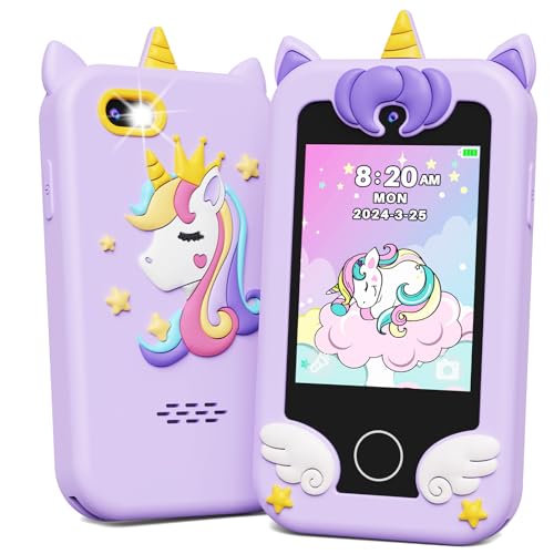 Image of KOKODI Kids Smart Phone, Touchscreen HD Dual Camera Cell Phone for Kids, Christmas Birthday Gifts Dinosaur Play Phone for 3-10 Children, Travel Toy Preschool Learning Education Toy (Purple)
