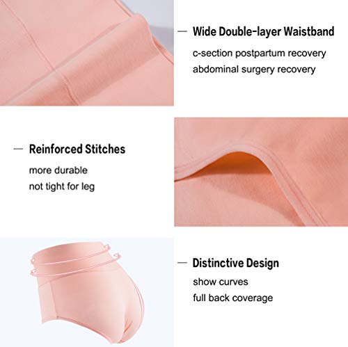 Image of INNERSY Womens Underwear Cotton Briefs Postpartum High Waisted Panties 5 Pack