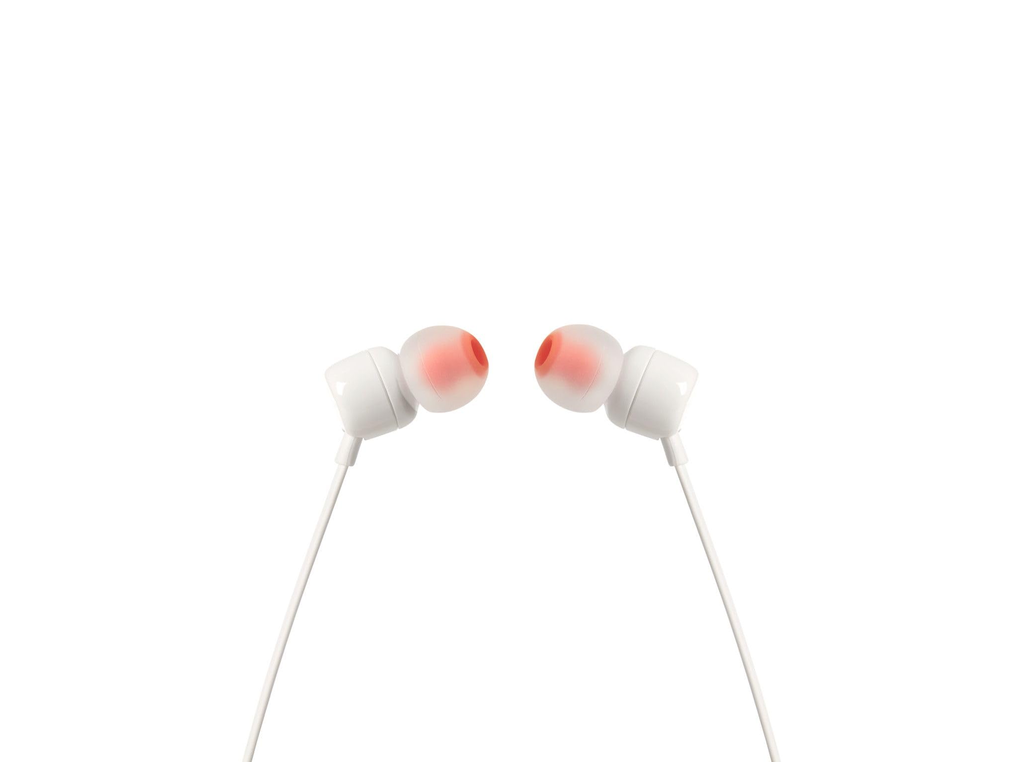 JBL T110 Intra-Auricolari con Comando e Microfono Universale, Bianco, Piccola - 2