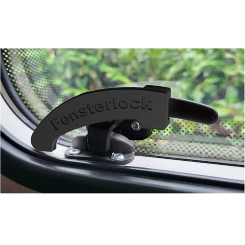 3D-Druck Camper Fenstersicherungen in Schwarz/Einbruchschutz/Verriegelung für Dometic Seitz Fenstergriffe - patentierte Sicherung für Wohnmobil- und Wohnwagenfenster (Typ 3 2er Set rechts)