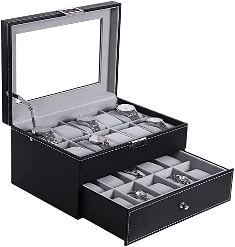 GOPAD Pu Leather 20 Slots Watch Case for Men Women, Double Layer Watch Organizer with Large Capacity, Multi Slot Leather Watch Box Case, Watch Collection Box with Lock (1pcs / Multicolour) (20 Slot) (B0CJBQB9ZH) Amazon Price History, Amazon Price Tracker
