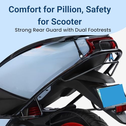 Image of Favourite Auto ATH Electric Scooter Accessories Kit (Black), EV Bike Safety Guard Combo with Middle Crash Guard, Front Mudguard, Rear /Back Guard with Double Side Footrest